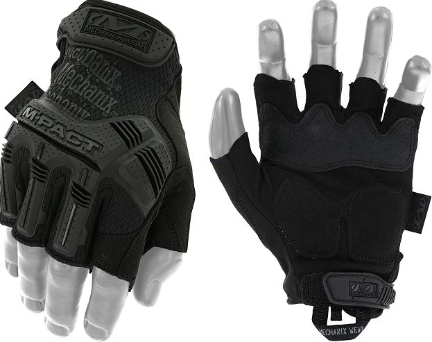 M-Pact® Covert Fingerless Gloves (Large, All Black)